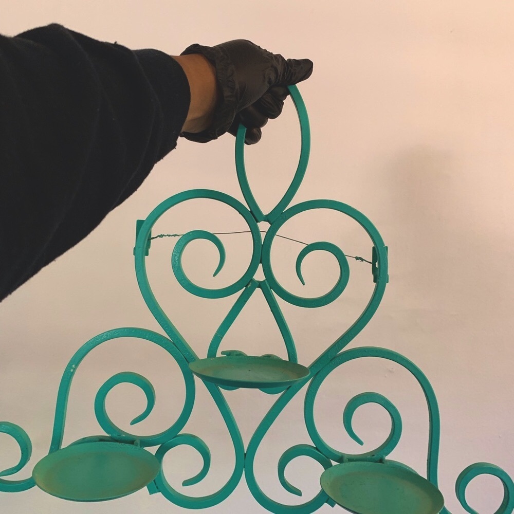 Beautiful candle holder in turquoise teal color
